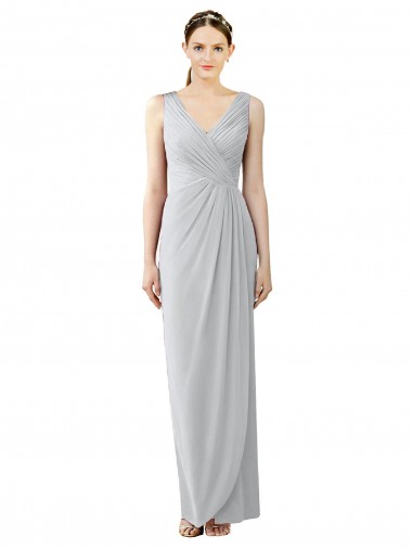 Sleeveless V-Neck Chiffon Frost Long Bridesmaid Dress / Evening Dress Leicester