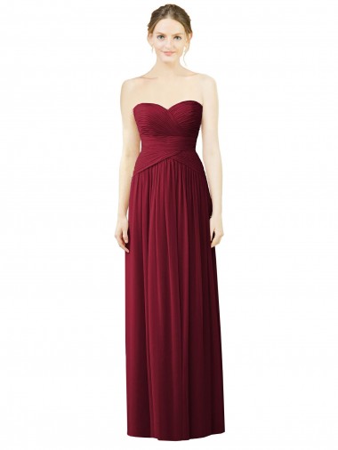 Sleeveless Sweetheart Soft Chiffon Burgundy Long Evening Dress / Bridesmaid Dress Leicester