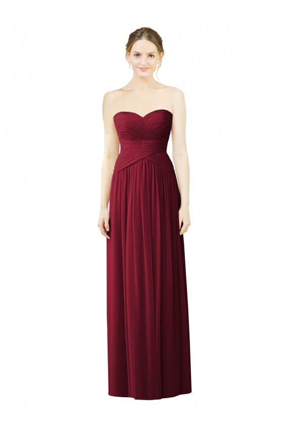 Sleeveless Sweetheart Soft Chiffon Burgundy Long Evening Dress / Bridesmaid Dress Leicester