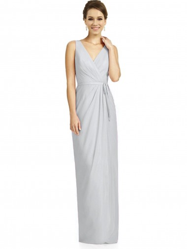 Sleeveless V-Neck Soft Chiffon Frost Long Bridesmaid Dress Leicester