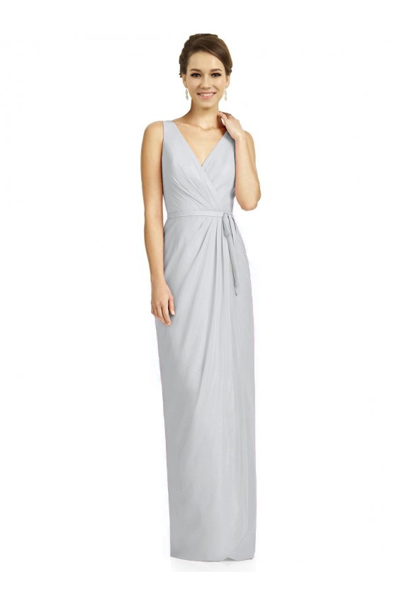 Sleeveless V-Neck Soft Chiffon Frost Long Bridesmaid Dress Leicester