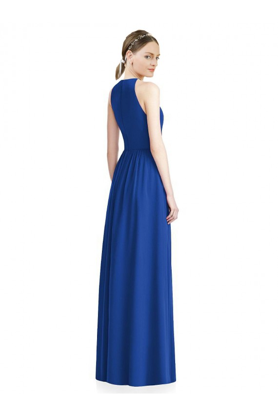 Sleeveless Halter Neck Chiffon Silver Long Bridesmaid Dress / Evening Dress Leicester