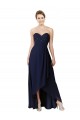 Sleeveless Sweetheart Soft Chiffon Dark Navy Long High Low Bridesmaid Dress Leicester