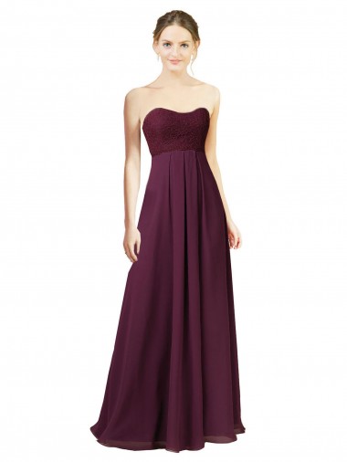 Sleeveless Sweetheart Chiffon Grape Long Bridesmaid Dress Leicester