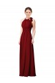 Sleeveless Halter Neck Soft Chiffon Burgundy Sheath Long Bridesmaid Dress Leicester
