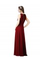 Sleeveless Halter Neck Soft Chiffon Burgundy Sheath Long Bridesmaid Dress Leicester