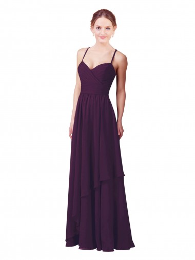 Sleeveless Sweetheart Soft Chiffon Grape Sheath Long Bridesmaid Dress Leicester