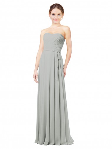 Sleeveless Sweetheart Soft Chiffon Silver Long Bridesmaid Dresses Leicester