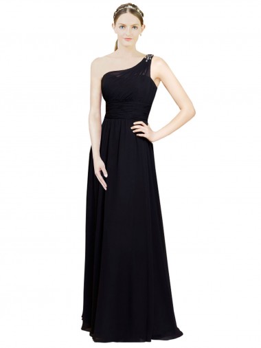 Sleeveless Sweetheart Chiffon Black Long Bridesmaid Dresses Leicester