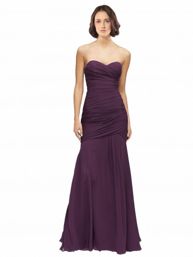 Sleeveless Sweetheart Soft Chiffon Grape Long Bridesmaid Dress Leicester