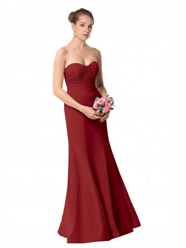 Sleeveless Sweetheart Soft Chiffon Burgundy Long Bridesmaid Dress Leicester
