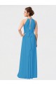 Sleeveless High Neck Soft Chiffon Burgundy High Low Bridesmaid Dress Leicester