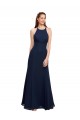 Sleeveless High Neck Soft Chiffon Dark Navy Long Prom Dress / Bridesmaid Dress Leicester