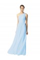 Sleeveless One Shoulder Soft Chiffon Light Sky Blue Long Bridesmaid Dress Leicester