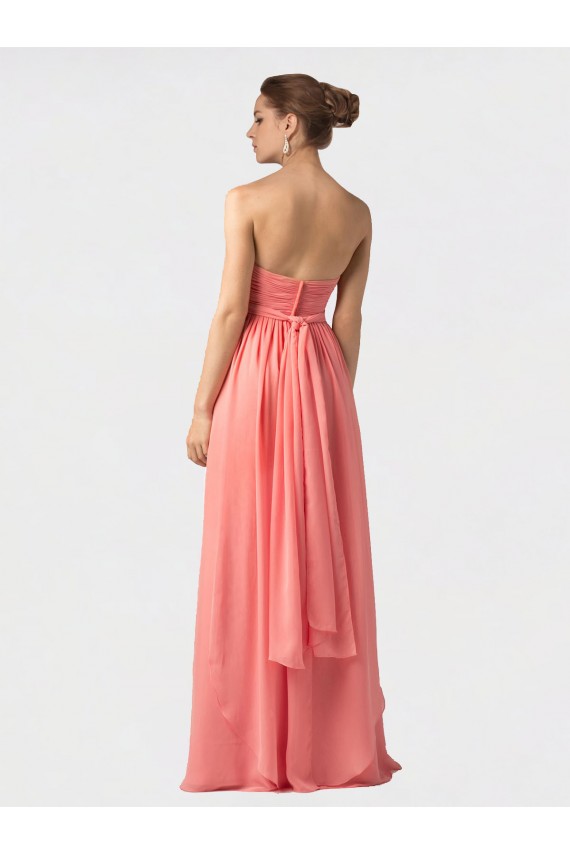 Sleeveless Sweetheart Soft Chiffon Watermelon Long Bridesmaid Dress Leicester
