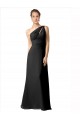 Sleeveless One Shoulder Soft Chiffon Black A-Line Long Bridesmaid Dress Leicester