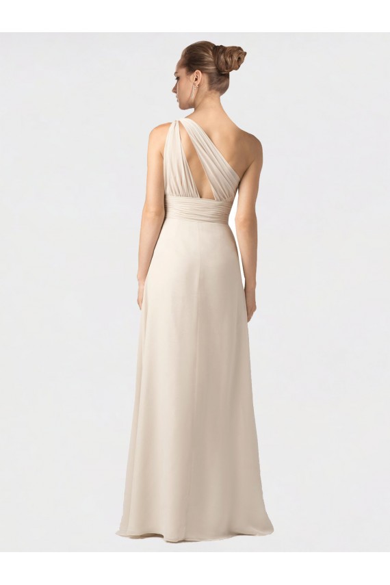 Sleeveless One Shoulder Soft Chiffon Black A-Line Long Bridesmaid Dress Leicester