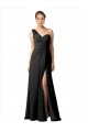 Sleeveless Sweetheart Soft Chiffon Black Long Bridesmaid Dress / Formal Dress Leicester