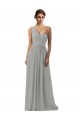 Sleeveless One Shoulder Soft Chiffon Silver Long Bridesmaid Dress Leicester