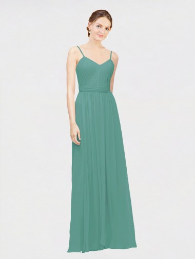 Sleeveless V-Neck Chiffon Icelandic Silver Long Bridesmaid Dress / Evening Dress Leicester