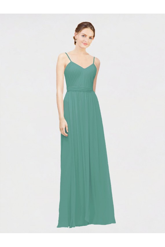 Sleeveless V-Neck Chiffon Icelandic Silver Long Bridesmaid Dress / Evening Dress Leicester