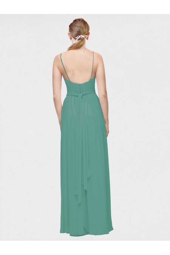 Sleeveless V-Neck Chiffon Icelandic Silver Long Bridesmaid Dress / Evening Dress Leicester