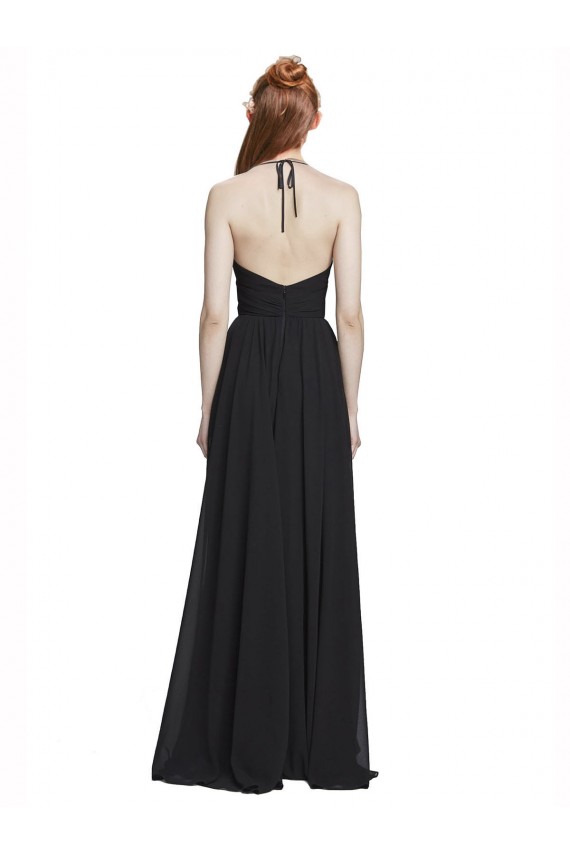Sleeveless V-Neck Chiffon Dark Navy Long Formal Dress / Bridesmaid Dress Leicester