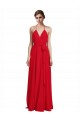 Sleeveless V-Neck Chiffon Red Long Bridesmaid Dress Leicester