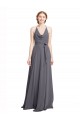 Sleeveless Halter Neck Soft Chiffon Slate Grey Long Bridesmaid Dress Leicester