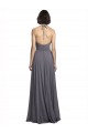 Sleeveless Halter Neck Soft Chiffon Slate Grey Long Bridesmaid Dress Leicester