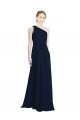 Sleeveless One Shoulder Chiffon Dark Navy Long Bridesmaid Dress / Evening Dress Leicester
