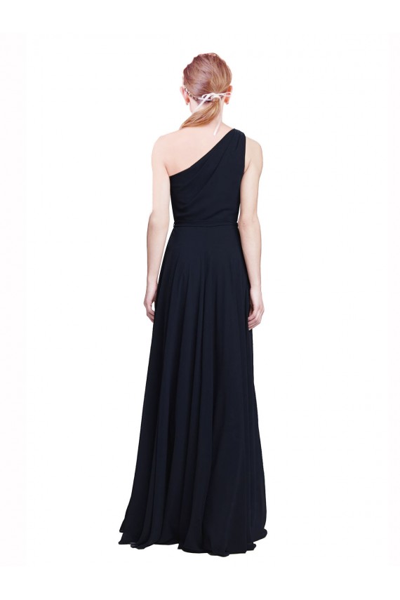 Sleeveless One Shoulder Chiffon Dark Navy Long Bridesmaid Dress / Evening Dress Leicester