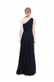 Sleeveless One Shoulder Chiffon Dark Navy Long Bridesmaid Dress / Evening Dress Leicester