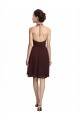 Sleeveless Halter Neck Soft Chiffon Burgundy Gold Knee Length Bridesmaid Dress Leicester