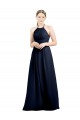 Sleeveless High Neck Soft Chiffon Dark Navy Long Evening Gowns / Bridesmaid Dress Leicester