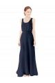 Sleeveless Scoop Neck Soft Chiffon Dark Navy Long Bridesmaid Dress Leicester