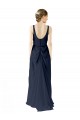Sleeveless Scoop Neck Soft Chiffon Dark Navy Long Bridesmaid Dress Leicester