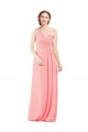 Sleeveless Sweetheart Soft Chiffon Salmon Long Bridal Party Dress Leicester