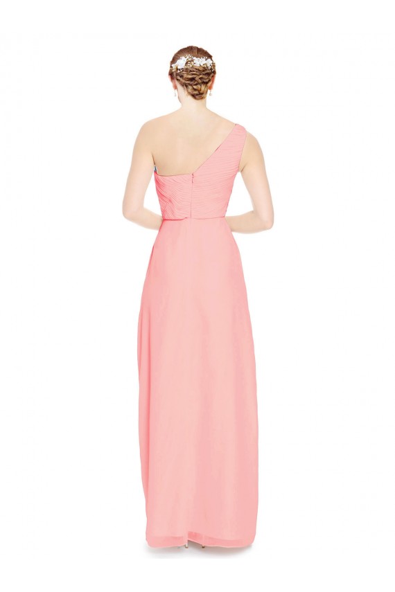 Sleeveless Sweetheart Soft Chiffon Salmon Long Bridal Party Dress Leicester