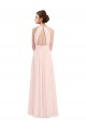 Sleeveless Halter Neck Soft Chiffon Pink Long Bridesmaid Dress Leicester