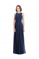 Sleeveless Halter Neck Chiffon Dark Navy Long Floor Length Bridesmaid Dress Leicester