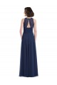 Sleeveless Halter Neck Chiffon Dark Navy Long Floor Length Bridesmaid Dress Leicester