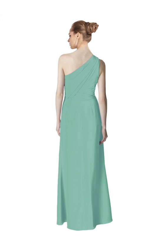 Sleeveless One Shoulder Soft Chiffon Jade Long Bridesmaid Dress Leicester