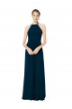 Sleeveless Halter Neck Soft Chiffon Midnight Green Long Bridesmaid Dress Leicester