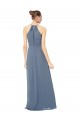 Sleeveless Halter Neck Soft Chiffon Midnight Green Long Bridesmaid Dress Leicester