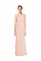 Sleeveless Halter Neck Chiffon Pink Long Bridesmaid Dress Leicester