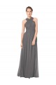 Sleeveless Halter Neck Soft Chiffon Stormy Silver Long Bridesmaid Dress Leicester