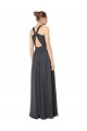 Sleeveless Halter Neck Soft Chiffon Stormy Silver Long Bridesmaid Dress Leicester