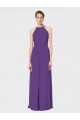 Sleeveless Halter Neck Soft Chiffon Plum Purple Long Bridesmaid Dress Leicester