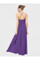 Sleeveless Halter Neck Soft Chiffon Plum Purple Long Bridesmaid Dress Leicester